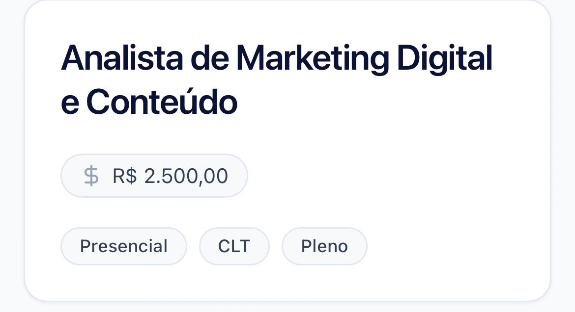 gabrika's tweet photo. vaga arrombada do dia: Analista de Marketing Digital e Conteúdo : R$ 2.500,00

ai vc vai ver as atividades: https://t.co/93nShW72Ms
