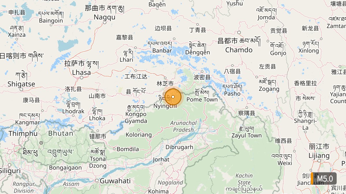 NewEarthquake's tweet photo. M5 earthquake - 60 km NNE of Shi Yomi, India

Aug 5 15:36 local time (15m ago)
Depth 10 km
https://t.co/E8bhB4pXDN https://t.co/rOqx6MmDRG