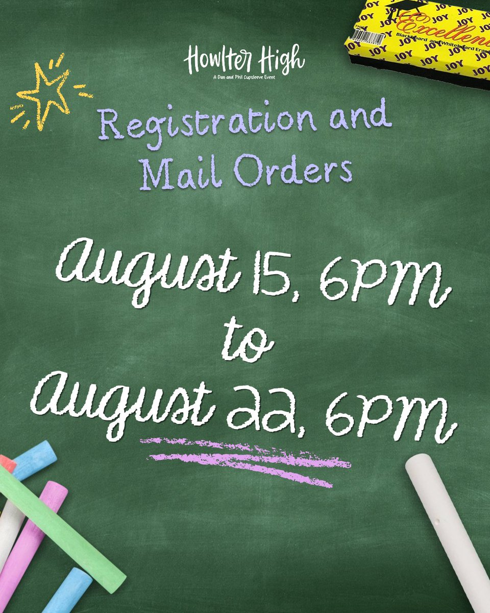 DanAndPhilMNL's tweet photo. Ready for enrollment? Mark your calendars as we open the Registration and Mail Order form for #HowlterHighCSE on August 15, 6PM β¨
Don't be late π
#DNPMNLCSE2026 https://t.co/ZHxBZMmCeh