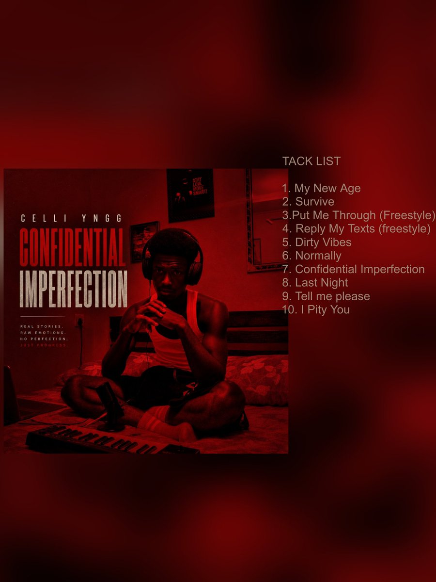 Celliyngg's tweet photo. Official track list for my Album CONFIDENTIAL IMPERFECTION ‼️
No features 😅 just me,mua and myself 

drops on all major streaming platforms tomorrow, August 6th! 🎉🔥

– CELLI #ConfidentialImperfection #NewAlbum #Aug6 #Celliyngg #Afrobeats #newmusic https://t.co/iTCSIpzVJc