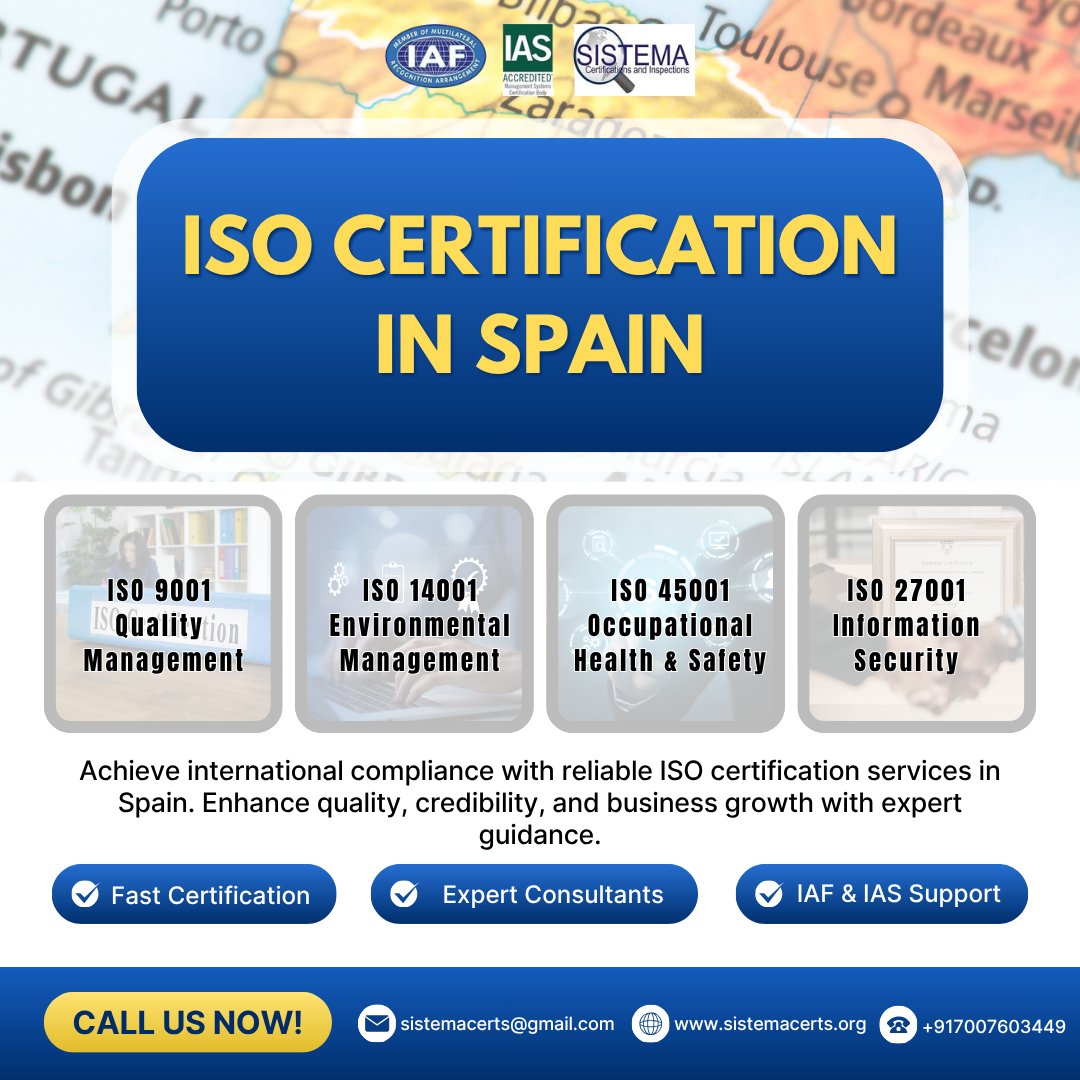 sistemaCertifi1's tweet photo. Get ISO Certification in Spain with expert support. Fast, reliable, and globally recognized certification for your business. ๐ช๐ธ
#ISOCertification #Spain #ISO9001 #BusinessGrowth
@sistemaCertifi1 https://t.co/edB1z2dc8k