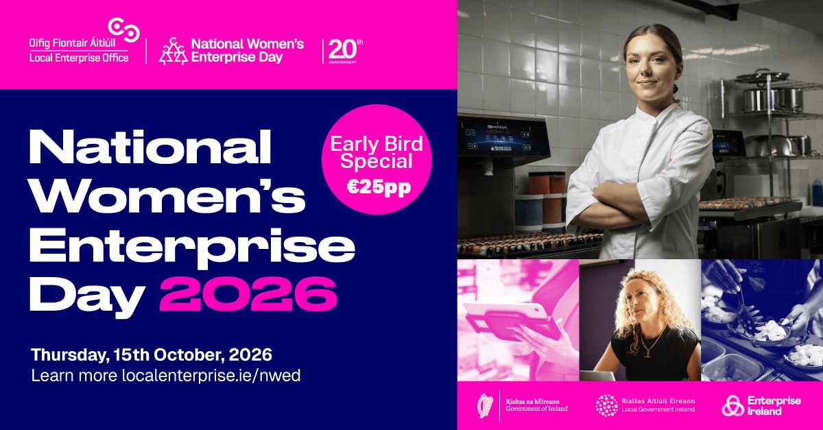 LEOwexford's tweet photo. 20 years of Women in Business!
Join us on 15 October to celebrate the 20th Anniversary of National Women's Enterprise Day.
🎟️ Early Bird Tickets: €25 (until 8 September)
📍 Amber Springs Hotel, Gorey, Y25 FY07 
⏰ 9:00am - 2:00pm
☕ Light breakfast &amp; full lunch https://t.co/IgylpXvQd1