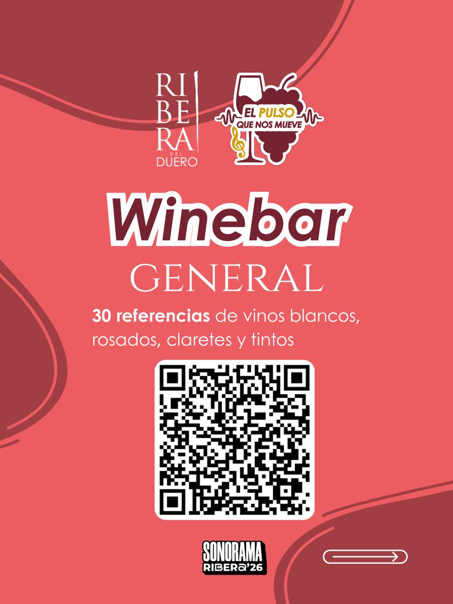 DORibera's tweet photo. Ribera del Duero, patrocinador principal de Sonorama Ribera 2026 @sonoramaribera 

Del 5 al 9 de agosto, la Denominación de Origen Ribera del Duero acompaña una de las citas musicales más importantes del panorama nacional con una propuesta pensada para acercar nuestros vinos a un público amplio y diverso.

La presencia se articula en torno a dos winebars en el recinto —General y VIP—, con un total de 52 referencias entre blancos, rosados, claretes y tintos.
🍷 Winebar General:
Bodega Matarromera @Matarromera 
Bodega Doble R 
Bodega Cantamuda 
Bodegas Federico @BodegasFederico 
Bodegas Yllera @bodegasyllera 
Bodega Páramo Arroyo 
Bodegas Pascual @export2 
Finca Torremilanos @Torremilanos 
Bodegas Valparaíso @Valparaisowine 
Bodegas Viña Mayor @Vina_Mayor
 Bodegas Lleiroso @bodegaslleiroso 
Bodegas Valderiz @ByV_VALDERIZ 
Finca Villacreces @FcaVillacreces 
Bodegas Pradorey 
Bodega Alonso del Yerro @AlonsodelYerro 
Bodega San Roque de la Encina @BodegaSanRoque 
 Bodegas Viña Sastre 
Bodegas Nabal @BodegasNabal 
Bodegas Monteabellón @Monteabellon
Bodegas Neo @BodegasNEO 
Bodega Casado Alvides 
Bodegas Legaris 
Bodega Bela 
Bodega Ricardo Dumas 
Bodega Feliz 
Bodega Viña Buena @VinaBuena
 
🍷 Winebar VIP
 Bodegas Valduero @bodegasValduero
 Familia Fernández Rivera @BodegasFFR
Bodegas Pascual 
Bodegas Ricardo Dumas  
Vino Feliz 
Bodegas Hacienda Vitulia 
Bodegas Pomar 
Bodegas Rudeles 
Bodega Tierra Aranda 
Bodegas Martín Berdugo @martinberdugo
Bodegas Prado de Olmedo @pradodeolmedo
Bodegas Arroyo 
Bodegas Ramos Ducher 
Bodega Mambrilla @BodegaMambrilla
Bodegas Avan @avanribera
Bodegas Briego @BodegasBriego
Bodegas Carramimbre @@vinocarramimbre
Bodegas Protos @Bodegas_Protos
Bodegas Emina @eminawines
Bodegas Monteabellón 
 Bodegas Teófilo Reyes @ZuazoGaston 

A ello se suman las Catas Ribera del Duero, dirigidas por el enólogo Flequi Berruti, los días 7 y 8 de agosto en el Centro Cultural Caja de Burgos , de acceso libre hasta completar aforo.

#RiberaDelDuero #SonoramaRibera #ElPulsoQueNosMueve