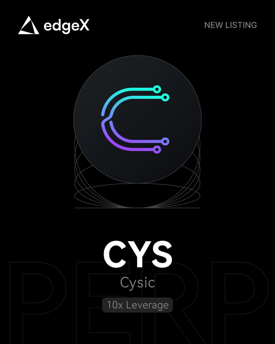 edgeX_exchange's tweet photo. New Crypto Perp Listing on edgeX V2

$CYS
Decentralized compute network for verifiable AI and zero-knowledge workloads.

Trade to Earn $EDGE &amp; $USDC
https://t.co/69hALZBKaG https://t.co/DeYxq0mBZ6