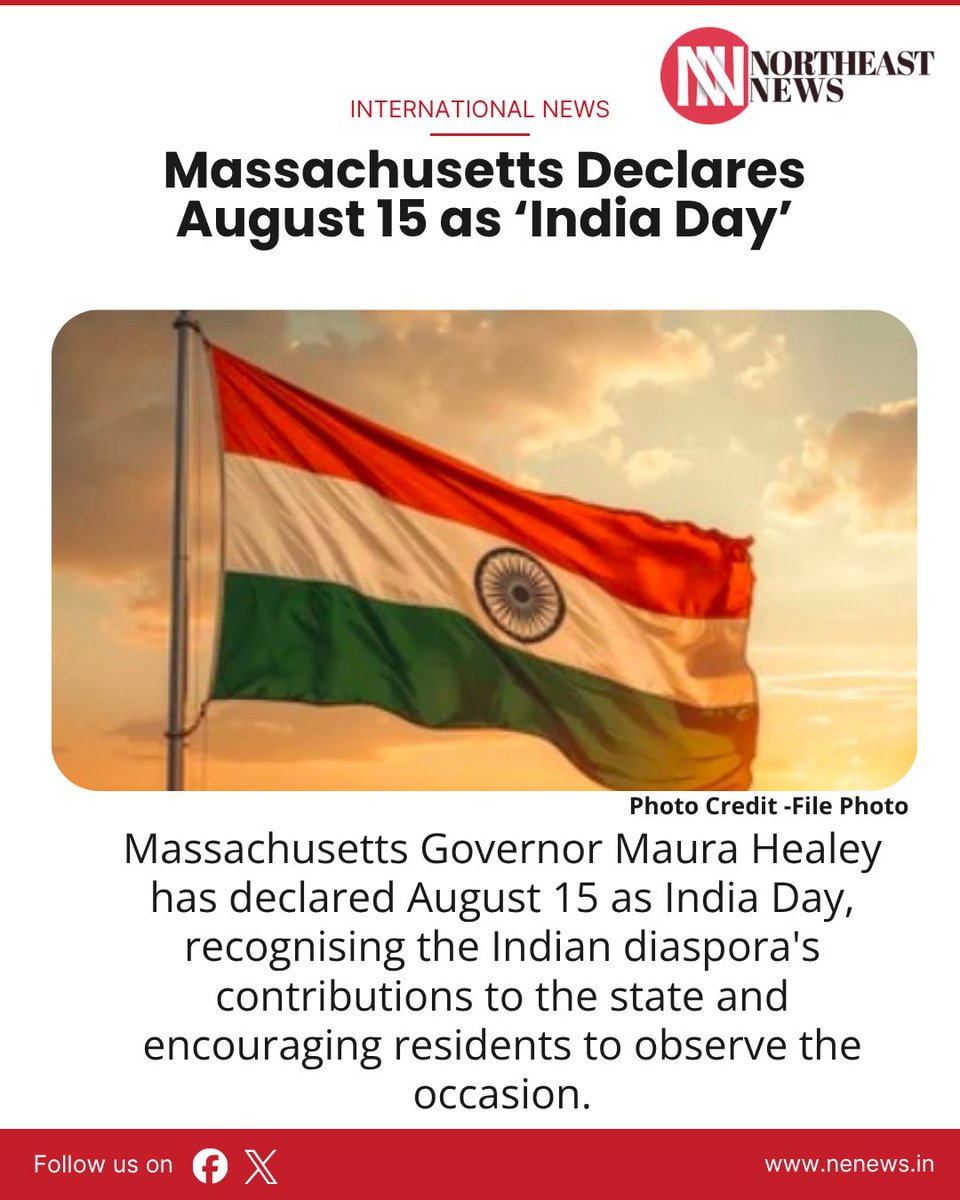 newsne24x7's tweet photo. August 15 Designated as India Day in Massachusetts
#Massachusetts #indiaday https://t.co/tUhw1EGYTd