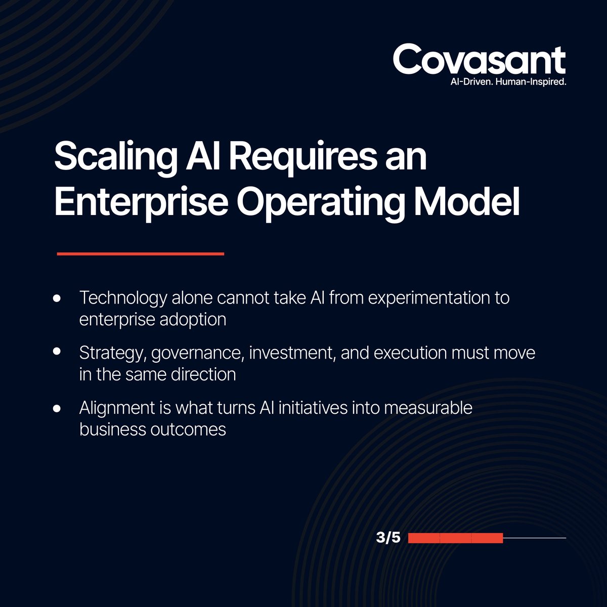 covasant_tech's tweet photo. Most enterprise AI initiatives stay trapped in the pilot phase. They show promise in pilots, but struggle to scale. A CAIO builds the operational structure that connects executive priorities with real-world business results. https://t.co/eh7Pamod0s
#ChiefAIOfficer #CAIO #Leader https://t.co/7NKT33tx0Q