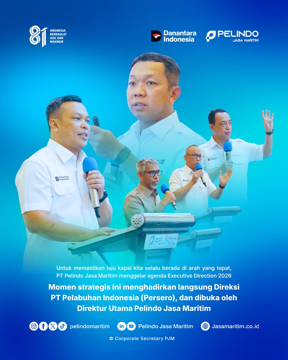 Pelindomaritim's tweet photo. Hai #Sobatmaritim 
Melalui Executive Direction 2026, PJM Group menyelaraskan visi, strategi, dan prioritas kerja sebagai bekal menghadapi dinamika industri kemaritiman.
Mari terus memperkuat kolaborasi, beradaptasi terhadap perubahan, dan menghadirkan kinerja terbaik . https://t.co/ZtjxaOd3KB