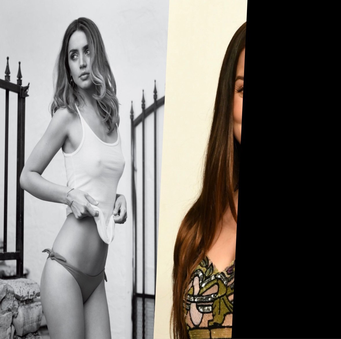 KingInThe2North's tweet photo. Ana de Armas :
Before Tom Cruise          After Tom Cruise https://t.co/z3Eodpml6c