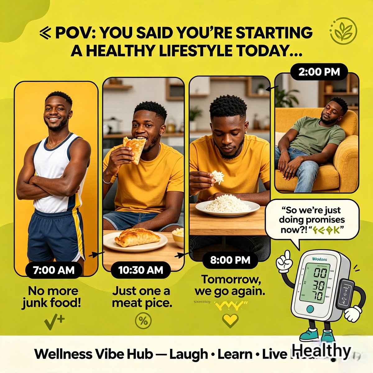 Wellnessvibess1's tweet photo. 😂 Doctor: “When last did you check your BP?”
Me: “I checked my WhatsApp status this morning.” 📱😭
My body: “Oga, I've been sending notifications!” 😂
🩺 Check your BP. Take care of yourself!
#HealthHumor #CheckYourBP #HealthAwareness #WellnessVibeHub #NaijaHumor #HealthTips https://t.co/yTIAGimJqS