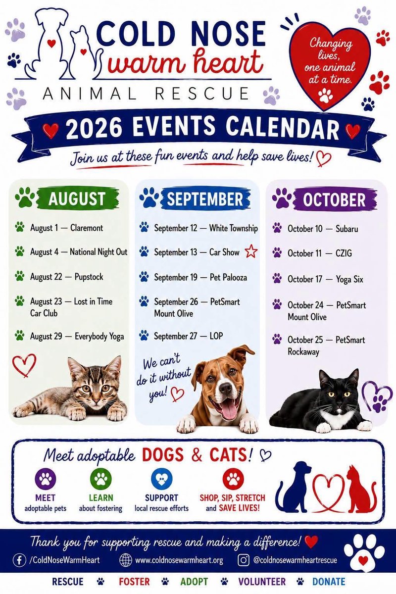 cnwhnj's tweet photo. Upcoming adoption events! New Jersey, USA https://t.co/coFongYrC2
