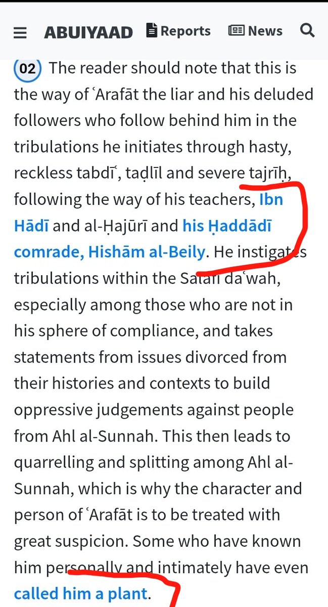 abaa_rayyan's tweet photo. @ArrisaalahPubs More evidences from Abu Iyyad's website labeling Shaykh 'Arafāt An Haddādi and also a plant without evidences https://t.co/rW2i3ADvcI