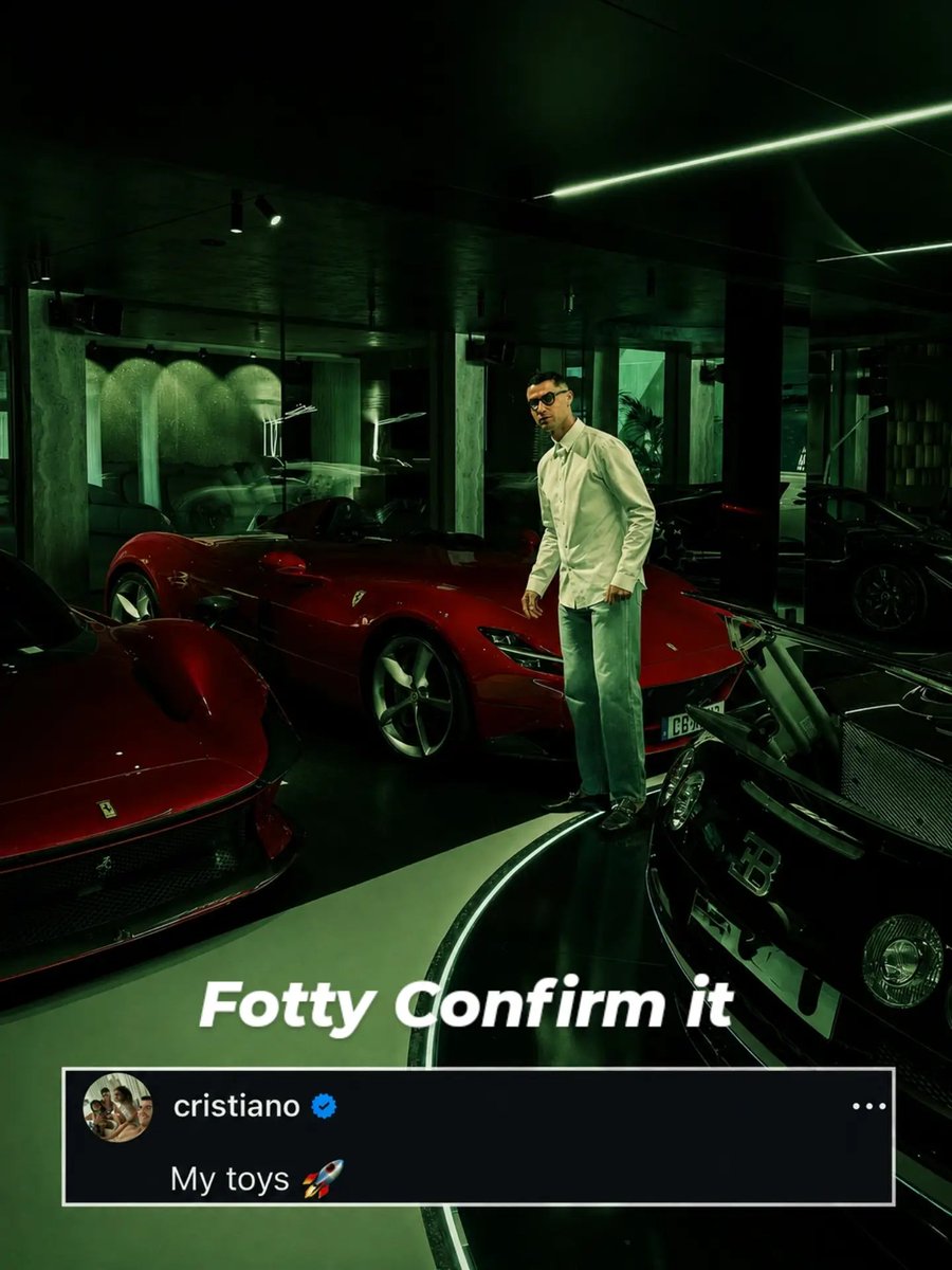 MrFotty's tweet photo. 𝐓𝐇𝐀𝐓 𝐈𝐒 𝐀𝐔𝐑𝐀. 🥶 Cristiano shows his 𝗥𝗜𝗗𝗜𝗖𝗨𝗟𝗢𝗨𝗦 car collection 🤯 https://t.co/p1iJY0N5Xz