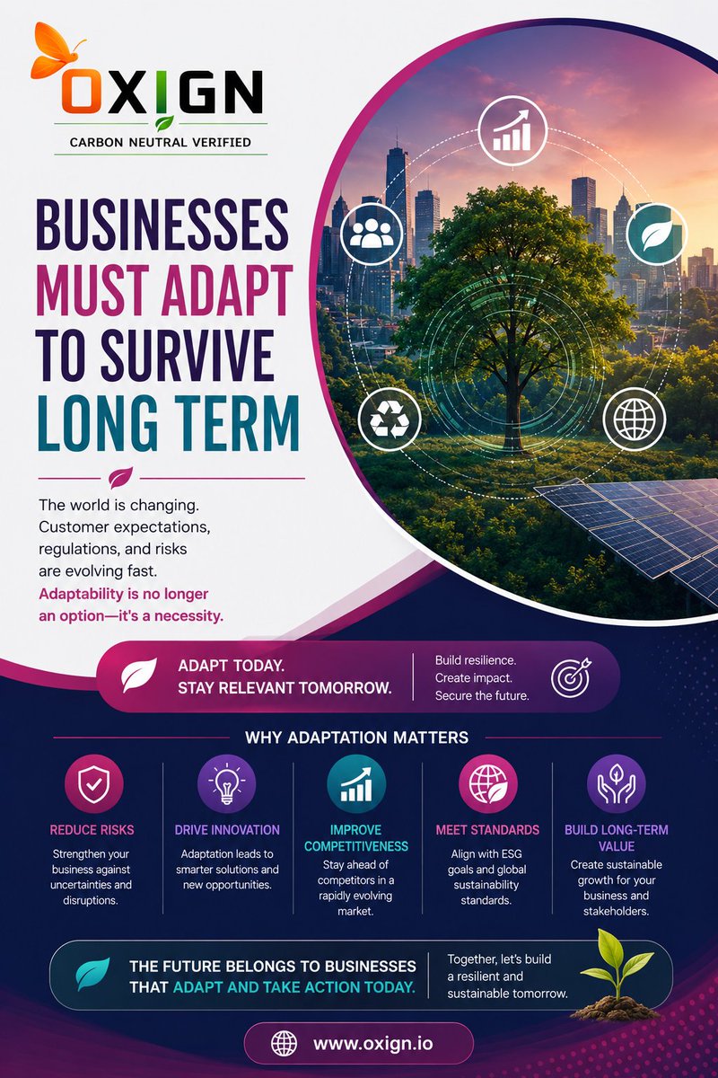 JoinOxign's tweet photo. Businesses must adapt to survive long term #Oxign #ClimateBusiness #Oxign #ClimateChange #GreenBusiness #Sustainability #netzero #carboncredits #ecofriendly #ClimateAction https://t.co/FJSI4eqe0s https://t.co/TzTAfRe4PS