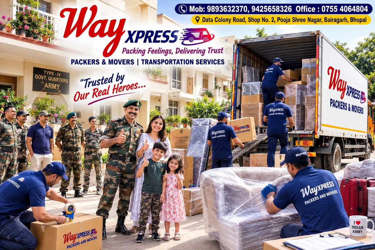 WayxpressMP's tweet photo. भारतीय सेना के वीर जवानों की सेवा करना हमारे लिए केवल एक काम नहीं, बल्कि गर्व और सम्मान की बात है।
WAYXPRESS हमेशा पूरी ईमानदारी और जिम्मेदारी के साथ प्रयास करता है कि हर सेना परिवार को सुरक्षित, समय पर और बेहतर सेवा मिले।
आप देश की रक्षा करते हैं,आपकी सेवा करना हमारा सौभाग्य है। https://t.co/lZ49WyIbH3