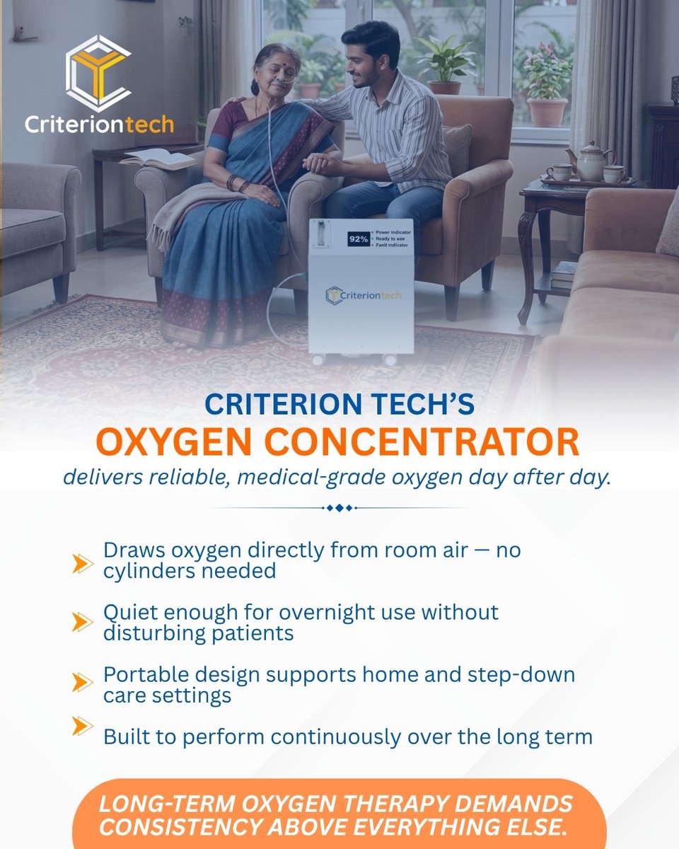 criterion_tech's tweet photo. Consistent oxygen therapy at home or in the clinic.
.
#RespiratoryTherapy #HomeHealthcare #ContinuityOfCare #criteria4technology #CriterionTech https://t.co/kFDcBee6OR