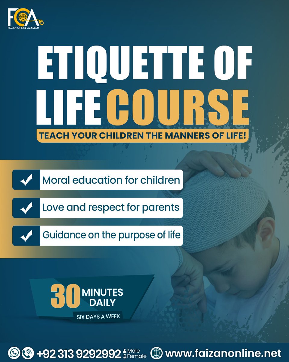AcademyFaizan's tweet photo. Give your child a strong foundation in Islamic faith.
Our course teaches Tawheed (Oneness of Allah), Risalah (Prophethood), and other essential Islamic beliefs through simple, age-appropriate lessons.
Enrol today and help your child grow with authentic Islamic knowledge. https://t.co/EdU6C4nZzg