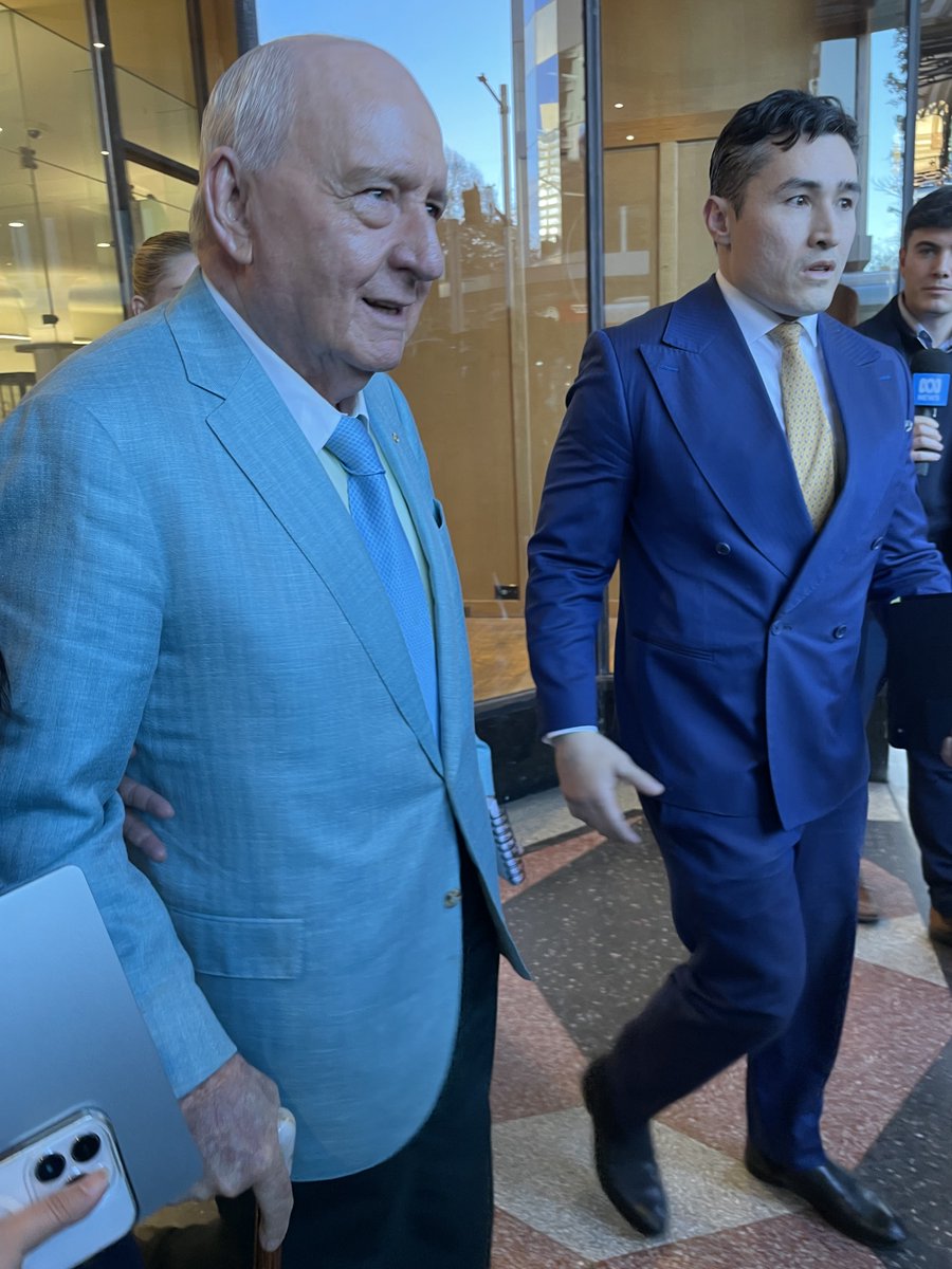 hughriminton's tweet photo. Alan Jones leaves court after a day in which most of the evidence was suppressed, as his lawyers seek to challenge the credibility of his chief accuser on indecency charges. Details 10 News 5pm. https://t.co/BQdhRul0NY