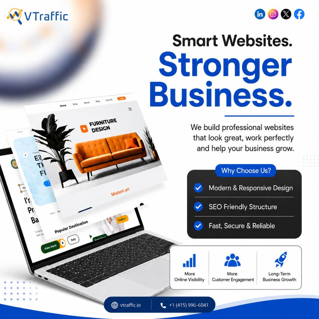 Vtraffic_io's tweet photo. Your website is your digital storefront. Make it fast, responsive, and SEO friendly with VTraffic. We build websites that strengthen your brand, improve user experience, and help turn visitors into customers.

#VTraffic #WebsiteDesign #WebDevelopment #SEO #ResponsiveWebsite https://t.co/trsNL32pob