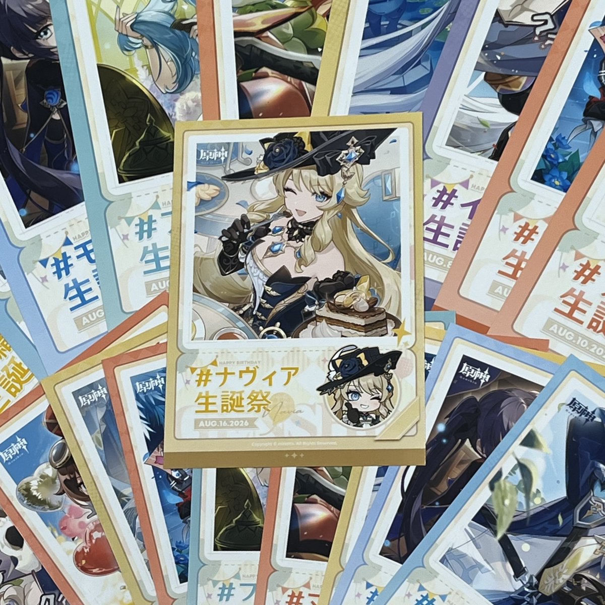 famimaprint's tweet photo. #ファミマプリント で原神　8月絶賛販売中📢

📷キャラクター生誕祭ブロマイド
🗓️オリジナル描きおろしカレンダー
🎮誕生日キャラステッカー

推しでいっぱい💞
今月も生誕キャラをどう飾るか教えて🎉

🎂Happy Birthday  #ムアラニ #イアンサ #アンバー #ミカ #ナヴィア #千織 #ファルザン #アルレッキーノ #凝光 #マーヴィカ #モナ 

詳しくはコチラ🔽
https://t.co/HZKIEjn0sT
#ファミマプリントで原神 #原神 #推しはこう飾る