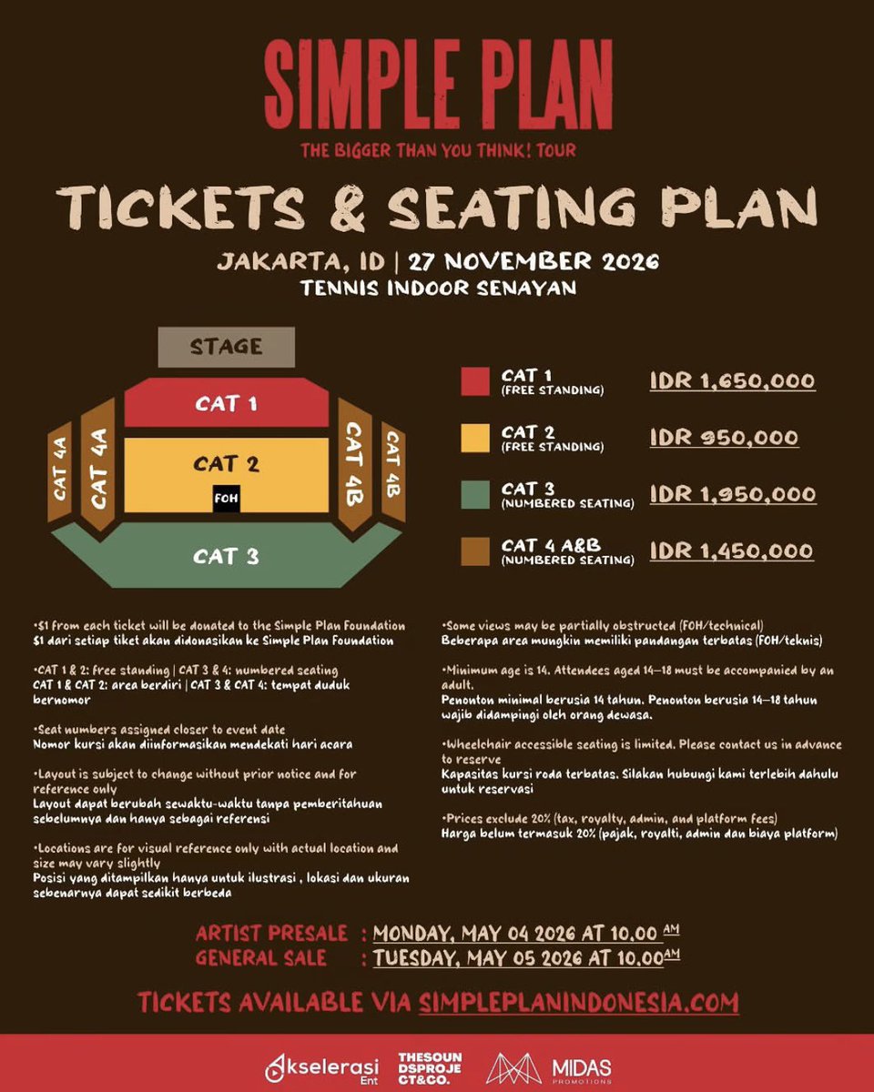 tigerfloower's tweet photo. wts // want to sell
simple plan jakarta
cat 2 - 2 tix
💸2.500k (2tix)
- fullpay only
- pakai surat kuasa karna gajadi nonton
any proof are possible
trusted, testi di pinned 🫶🏻
#SimplePlan #SimplePlanIndonesia https://t.co/MCG2dUinR1