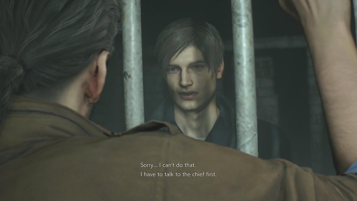 helpmehelena's tweet photo. this part kills me every time. why would you try to talk to the chief 😭 almost everyone is dead 😭 everyone else in the prison is a zombie ! 

#REBHFun https://t.co/afWhStf1Qh