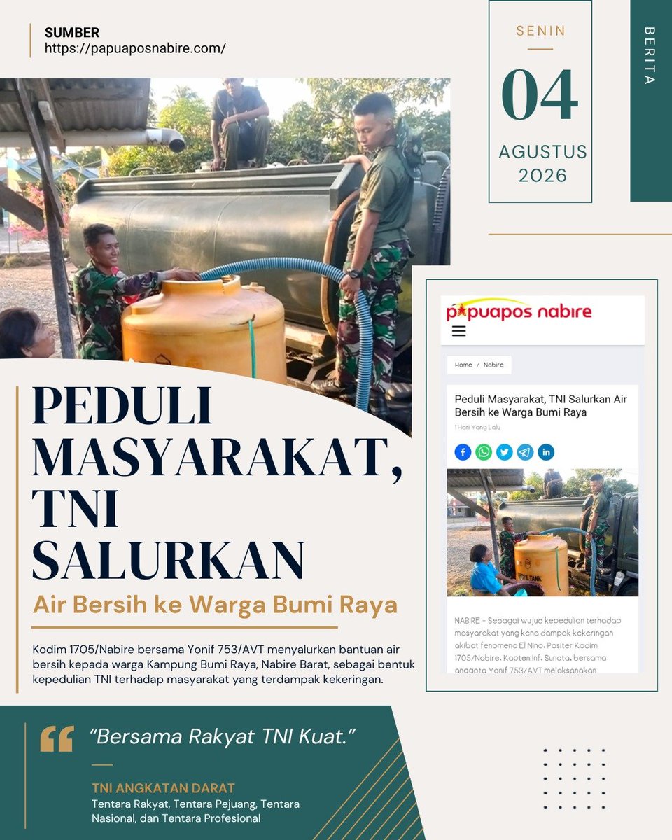 FuadahIdah's tweet photo. prajurit TNI bertindak sebagai petugas kesehatan yang menangani luka, mencegah penyakit, dan membawa harapan bagi masyarakat yang sulit mengakses fasilitas medis.

Berbakti DiSeluruh Pelosok https://t.co/VRGajN7ri3