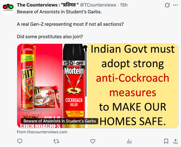 TCounterviews's tweet photo. @MIB_India @AshwiniVaishnaw
#MetaTweet #MetaEdit
It seems someone affiliated to @CJP_for_India @Cockroachisback is personally screening X-posts.
Our tweets against CJP protests never released to public despite retweet.
Meta officials need to be given severe reprimand. https://t.co/4WPPrNFTRP