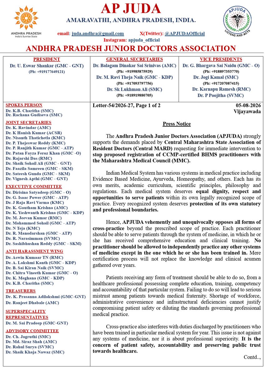 APJUDAOfficial's tweet photo. APJUDA stands in strong solidarity with @central_mard_ against cross-practice. Patient safety, professional boundaries, and medical integrity must never be compromised. 

We urge the Maharashtra Government to halt the MMC registration of CCMP practitioners immediately.

#StopCrossPractice #PatientSafetyFirst 
#MedicalIntegrity 
#APJUDA 
#CentralMARD 
#MMC