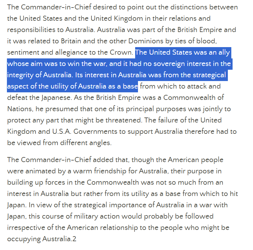commie_aussie's tweet photo. @canthavepudding The minutes of a meeting between Curtin and MacArthur in 1942 laid bare Australia's worth to the US, then and now: https://t.co/b8VXZqDhUu