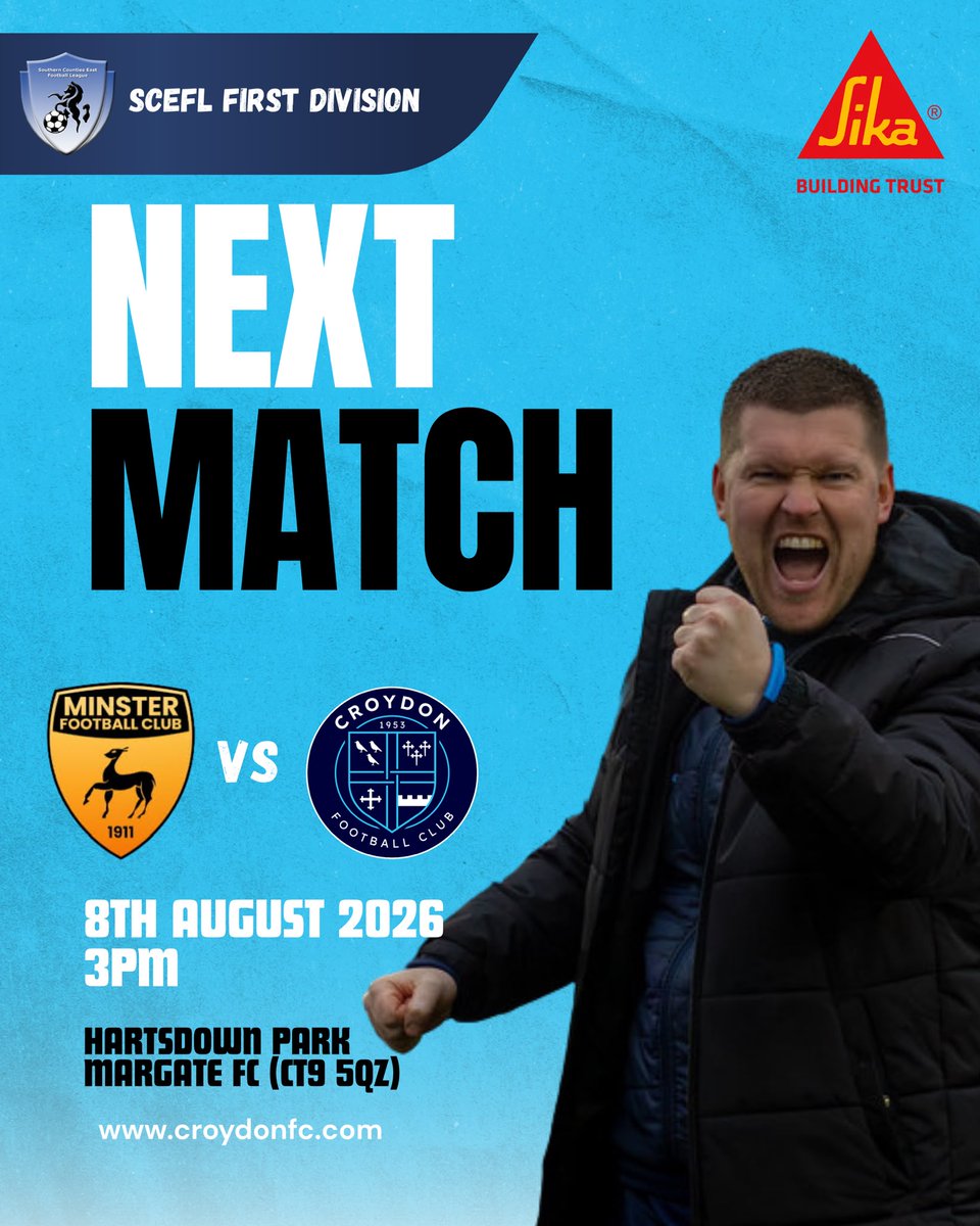 Croydon_FC's tweet photo. Three days to go before @Croydon_FC head over to Margate to face @MinsterFC1911 in the first @SCEFLeague match of the season.
#comeonyoutrams
#togetherwearecroydon
#upthetrams
#dingding https://t.co/vnM3V8yp7M