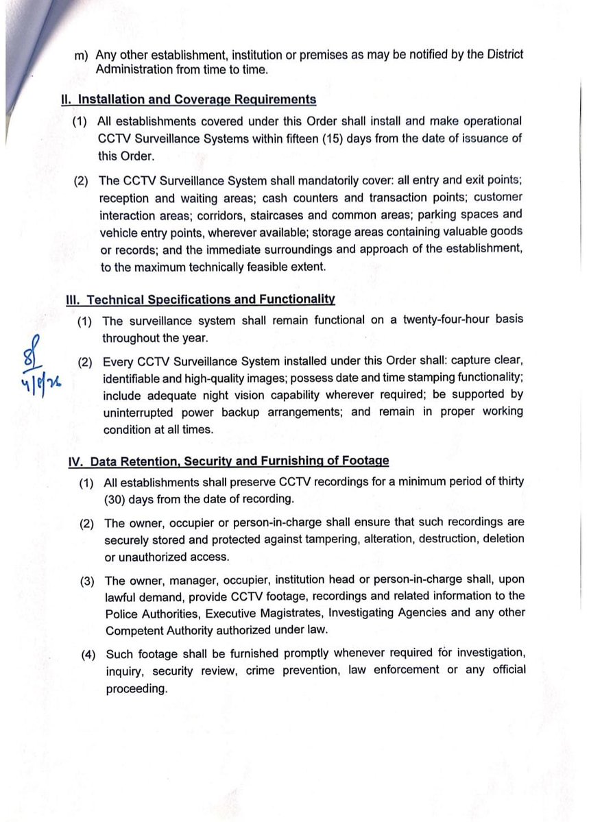DioKulgam's tweet photo. Mandatory installation,operation and maintenance of CCTV surveillance systems in
Public,Commercial,Financial and Institutional establishments within District Kulgam.
Order issued by DM Kulgam 👇 for implementation 
@OfficeOfLGJandK @diprjk @Shahzad_2702 @dckulgam @ddnewsSrinagar https://t.co/M27gvZIthL