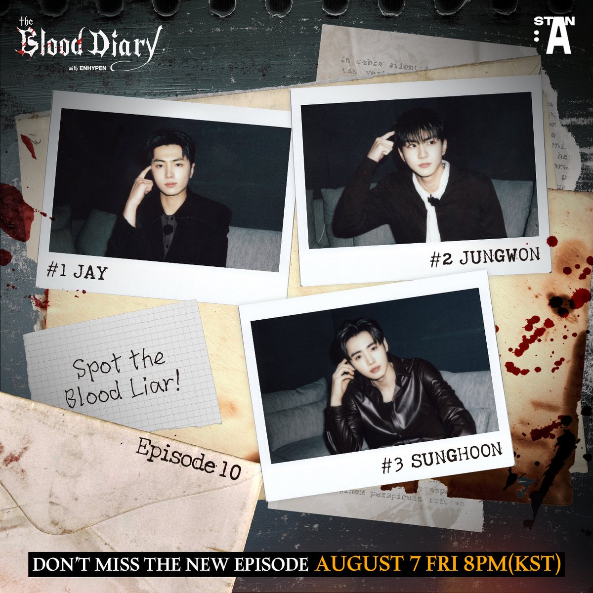 stan_a_official's tweet photo. [#TheBloodDiary l EP.10] 
얼굴만 봐도 대유잼 각 나오는 정원 X 제이 X 성훈 케미💥

▷ 8/7(금) 저녁 8시 STAN:A 스포티파이와 유튜브 채널에서 확인하세요!

🔔YouTube https://t.co/ZARgr8sQf6
🔔Spotify https://t.co/eClrKi3V00

#STANA #스탠에이 #TheBloodDiary #블러드다이어리 #ENHYPEN #엔하이픈