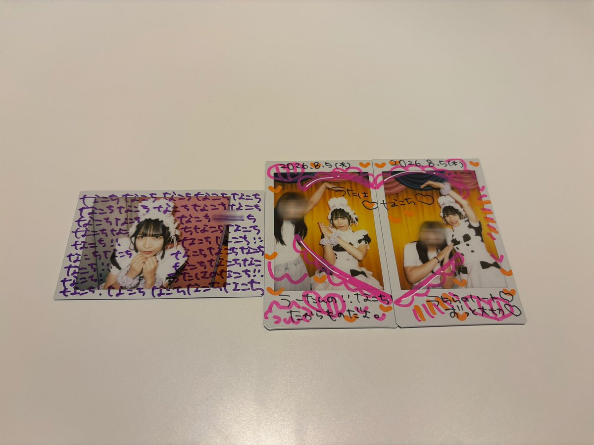 na_k0_chi's tweet photo. なんやかんやチェキチェキコレチェキしたの初めてかも
このチェキ半分うたはちゃんにあげた
ずっと持っててほしいな
コレチェキは最近TLに流れてくるやつをやってみためっちゃ可愛い
 #届けうためろでぃ https://t.co/tp5rGEcPz9