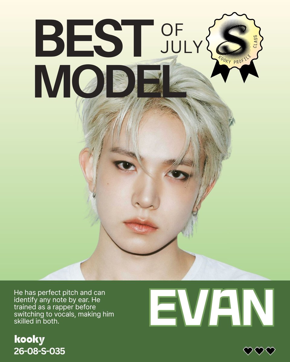 kooky__official's tweet photo. [🏅#KookyProfile] Best Model of July
Check out your idol in the Highlights tab on the Kooky app💕
#EVAN #에반 https://t.co/ylnZw7aEDT