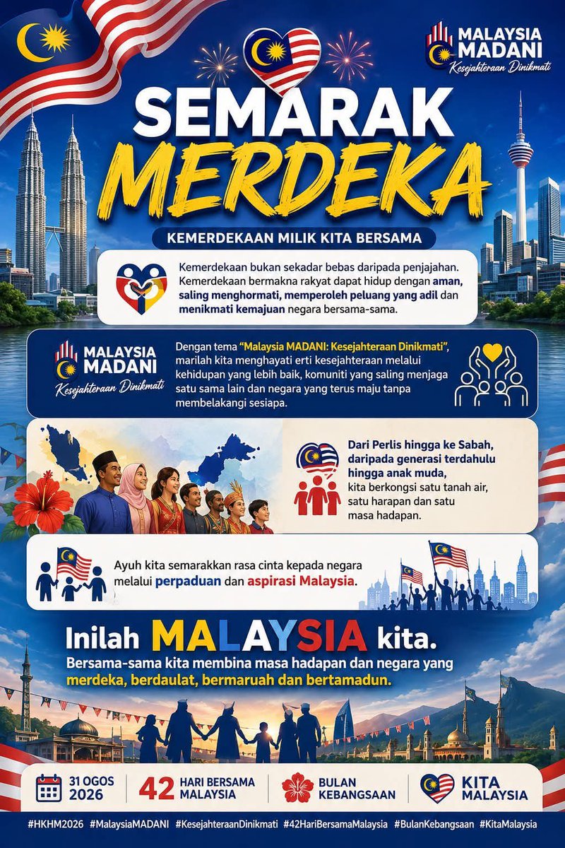 bana_jogo's tweet photo. Selamat menyambut bulan kemerdekaan menjelang 31 Ogos 2026
Semoga negara kita aman makmur dan sejahtera https://t.co/RgeF9J8VdV