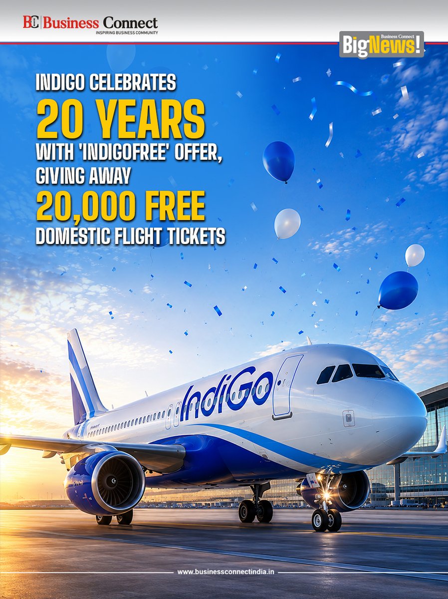 BusinessConne16's tweet photo. To celebrate its **20th anniversary**, IndiGo has introduced a special campaign called **#IndiGoFree**, giving thousands of travelers a chance to get their flight money back.
#IndiGo #IndiGoFree #Travel #AirTravel #FlightDeals #DomesticTravel #IndiaTravel #Aviation #TravelNews https://t.co/3VgxWy02i9