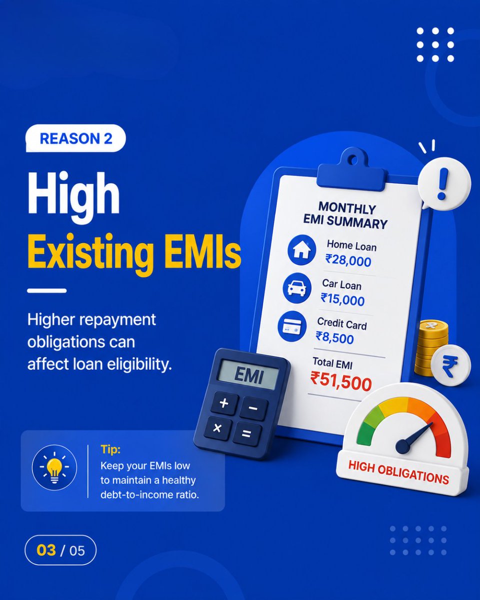 LeapMoney_'s tweet photo. Loan MythApplied to multiple banks but still no approval?It could be because of:
• Low Credit Score
• High Existing EMIs
• Incomplete Documents
✔ Check eligibility
✔ Improve your profile
✔ Compare lenders before applying#LoanTips #CreditScore #LeapMoney #PersonalFinance https://t.co/hgKjSDHWoa