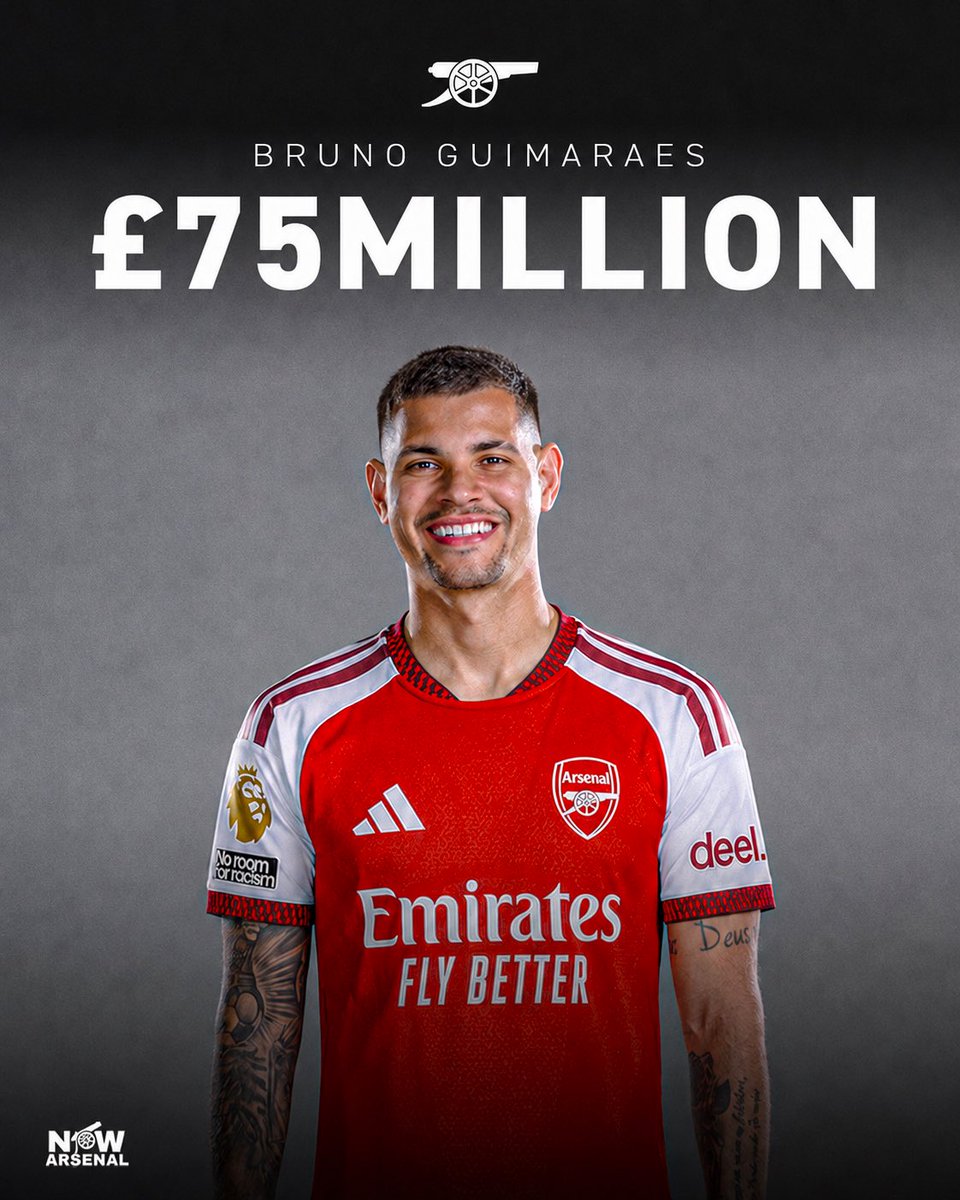 now_arsenaI's tweet photo. It might have taken a while but Arsenal have got the man they wanted for the price they wanted.

£75million for Newcastle’s captain.

Great price. Onto the next… 🇧🇷👀 https://t.co/2lQsUzjGT8