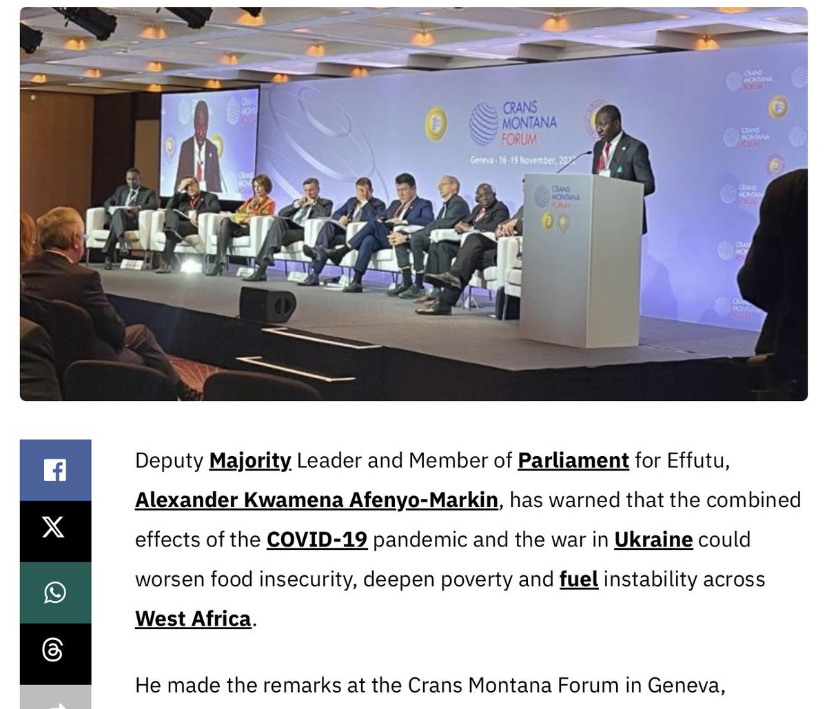CransMontanaF's tweet photo. #Afenyo-Markin warns of #food #insecurity risks at Crans Montana Forum @CransMontanaF https://t.co/Lu5oYCJcS1