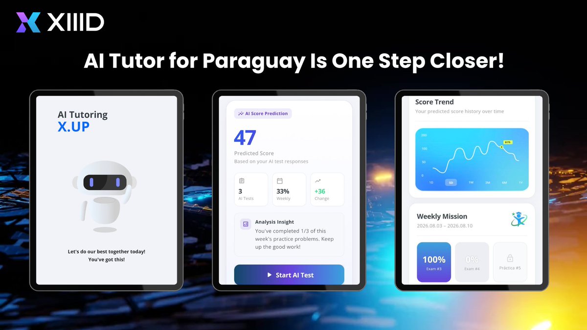 xiiid_official's tweet photo. 🚀 AI Tutor for Paraguay Is One Step Closer!

XIIID is developing an AI Tutor for Paraguay's public education system.

Following meetings with the Paraguayan government, schools, and PTI Paraguay, we're working together to bring AI-powered learning into real classrooms.

We're also expanding discussions to help bring AI Tutor to Brazil and other countries across South America.

🚀 What's Next

✅ AI Tutor MVP completed
✅ AI Tutor Conference with school principals (Aug. 2026)
✅ Pilot Program in Paraguay
✅ AI Tutor Adoption for Public Education in Paraguay (2026~)
✅ Expansion across South America with PTI

This opens the door to expanding AI Tutor to real users across Paraguay and South America.

💬 Leave a comment if you're excited about the future of AI education!

#XIIID #AITutor #AIEducation #AI #Paraguay #SouthAmerica