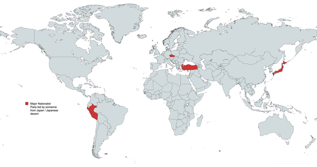 Globalstats11's tweet photo. Countries Where The Leader of the Major Nationalist Party is Someone From Japan / Japanese Decent https://t.co/FQL6JREfmD