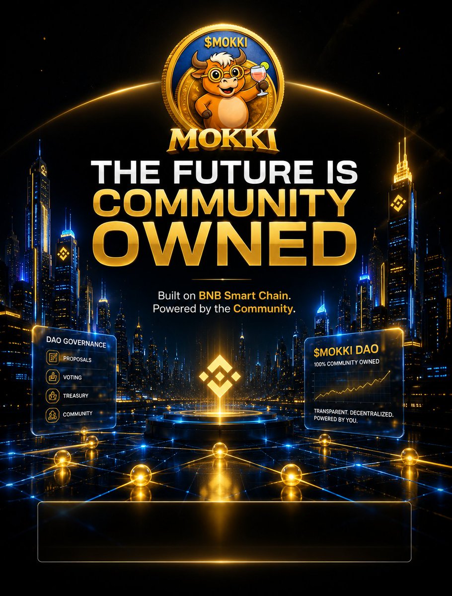 Decisco112's tweet photo. The future isn't centralized, it's community owned. 🌍⚡
Built on BNB Smart Chain, MOKKI DAO is creating a community-first ecosystem powered by governance, transparency, and real participation.
The movement is just getting started.
💛 Join the community.
#MOKKI  #BNBChain #BSC https://t.co/uhPwTW5LFW