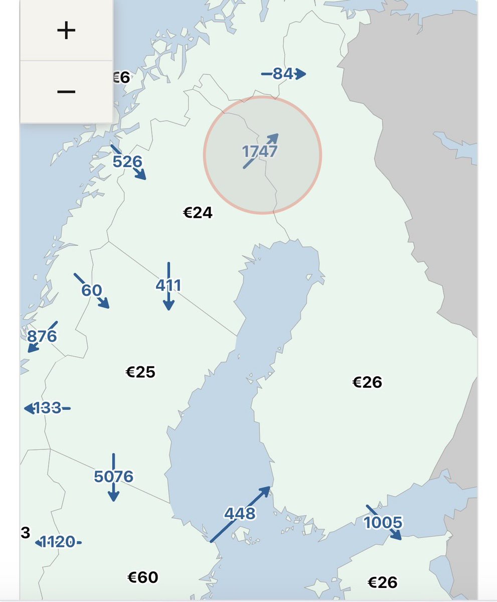 lillhussen's tweet photo. Den här vägen överförs el till Finland där den används för att värma sand i enorma silos ("sandbatterier") med direktverkande el. Just nu töms Sveriges vattenmagasin i elområde 1 för att f��rse Finland med el.

Vansinne på hög nivå. https://t.co/zO10uEKRZy