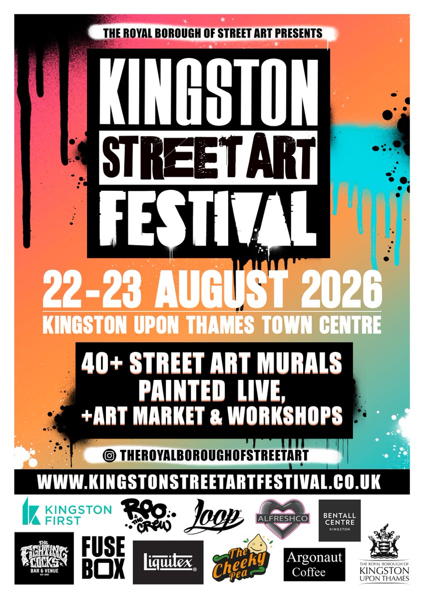 bentallcentre's tweet photo. 🎨 Watch art come to life on 22 &amp; 23 August!

See 3 artists creating live murals on our Lower Ground Floor as part of the #KingstonStreetArtFestival.

FREE to attend. Discover 25+ murals, an art market &amp; workshops across Kingston.

More: https://t.co/dVsN1gmRob https://t.co/K3jJVd9576