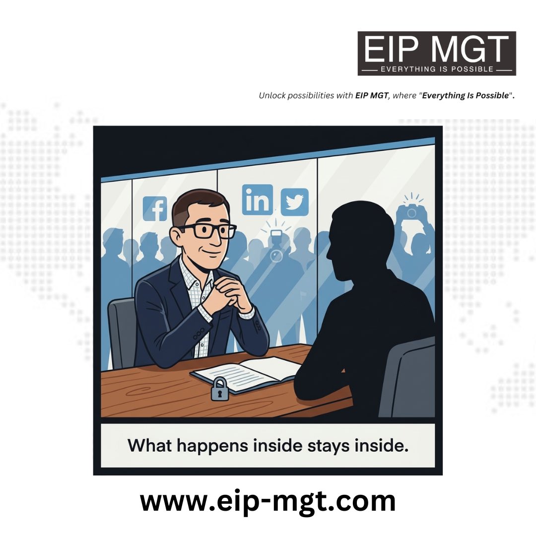 eipmgt's tweet photo. In three and a half years, EIP MGT has never once named a client publicly. Not one. What happens inside a business stays inside that business, always.
#EIPMGT #everythingispossible #Confidentiality #Discretion #TrustedAdvisor https://t.co/6JeOv6wcPm