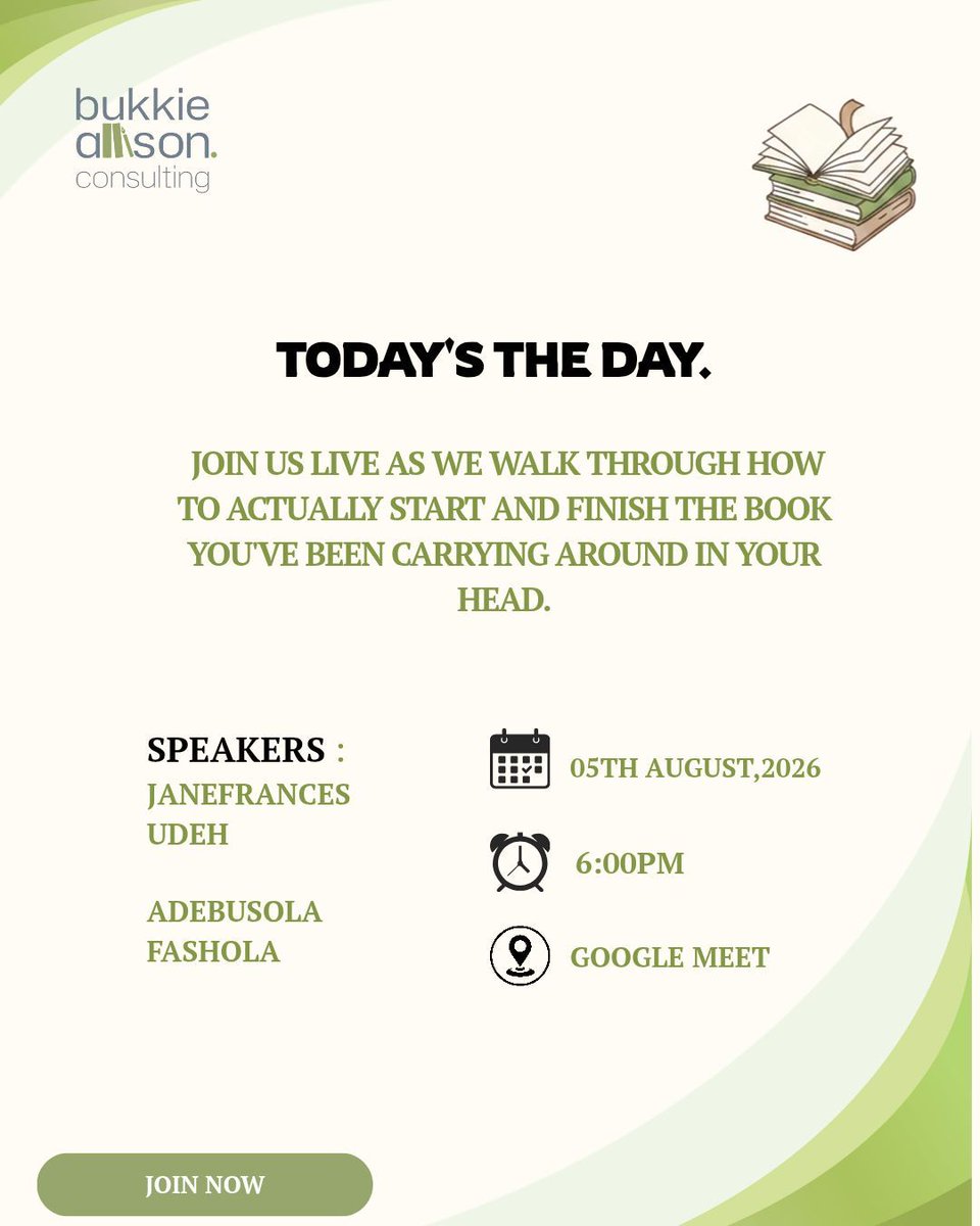 bac_hub's tweet photo. We're live today!
6PM on Google Meet — developing book ideas, creating strong characters, and overcoming writer's block, with Fashola Adebusola Esther and Janefrances Udeh.
If you havent, click the link to register - https://t.co/Euag0Cz93C
#AspiringAuthor #WriteYourBook https://t.co/TLxHQ9fOp0