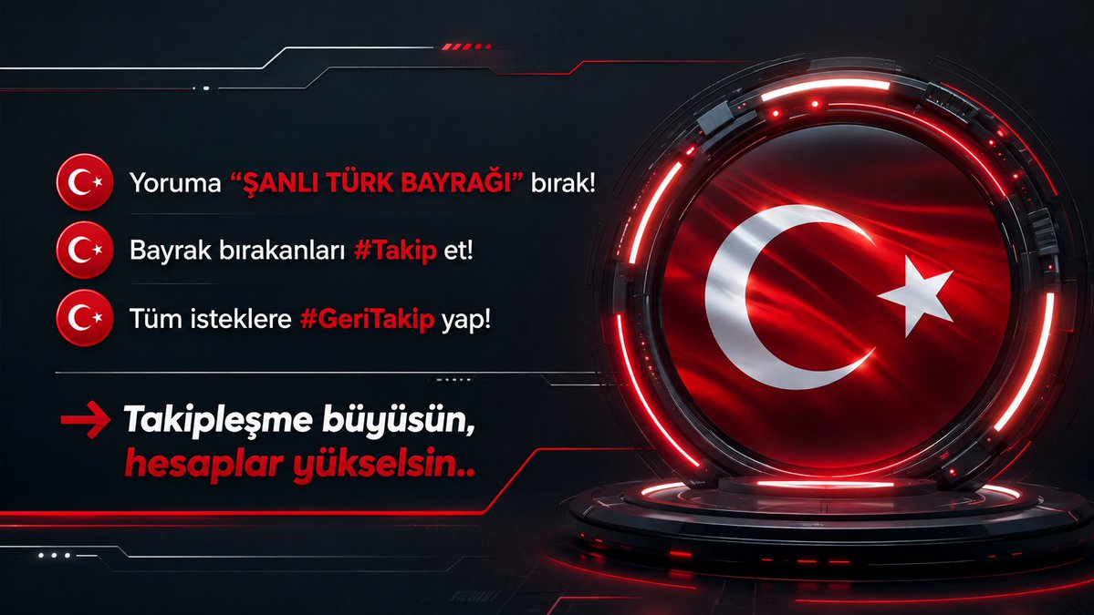 TRMilliTakip's tweet photo. 🇹🇷 Yoruma “ŞANLI TÜRK BAYRAĞI” bırak!
🇹🇷 Bayrak bırakanları #Takip et!
🇹🇷 Tüm isteklere #GeriTakip yap!

👉 Takipleşme büyüsün, hesaplar yükselsin.. https://t.co/02goGoaUFy
