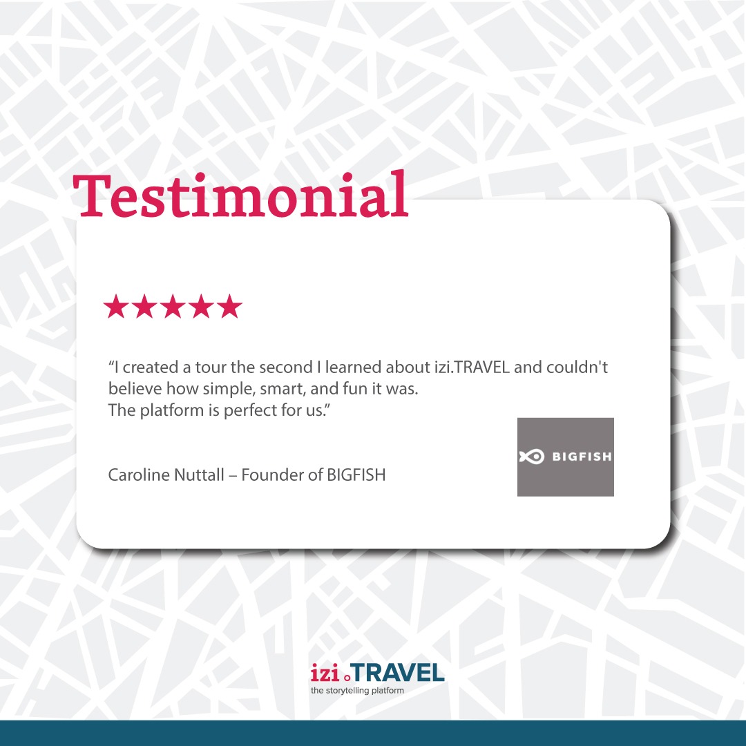 iziTRAVEL's tweet photo. “Simple, smart, and fun.”
Caroline Nuttall, Founder of BIGFISH, shares why https://t.co/2T3R4s7sIp was the perfect platform to bring her tour to life. 
Create your own — the world’s listening.
#iziTravel #Testimonial #DigitalStorytelling #AudioTours #CreatorTools #ShareYourStory https://t.co/WvceuYzUDg