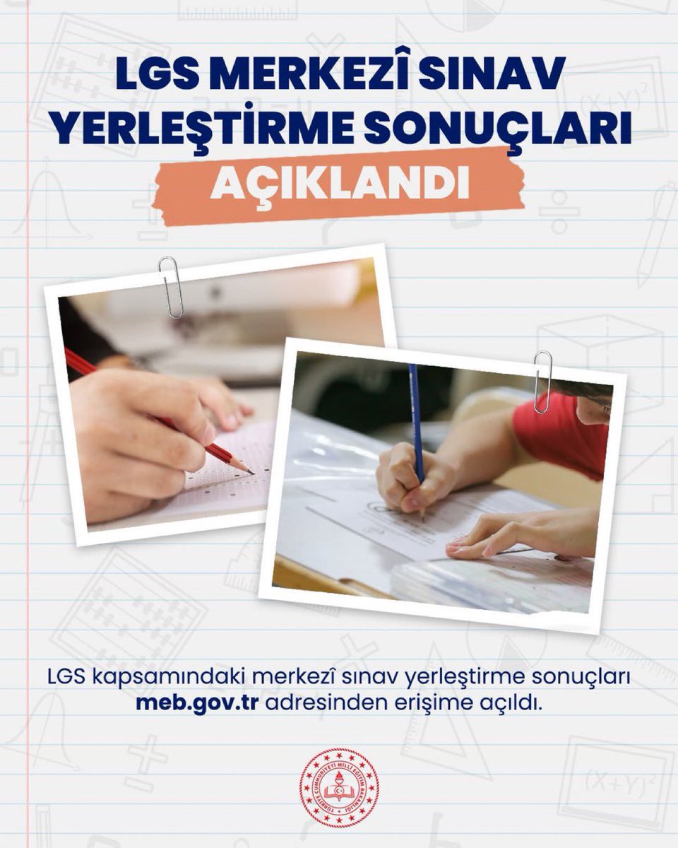MalatyaMem's tweet photo. 📢 Liselere Geçiş Sistemi (LGS) Kapsamındaki Merkezî Sınav Yerleştirme Sonuçları Açıklandı

Sonuçlara https://t.co/RNi9Ikcj7C’den ulaşabilirsiniz.

👉🏻 https://t.co/8RPlAvsCdJ

@tcmeb @SeddarYavuz @TCMalatyaV @behcet_bakir https://t.co/PpQ5ufzdGm