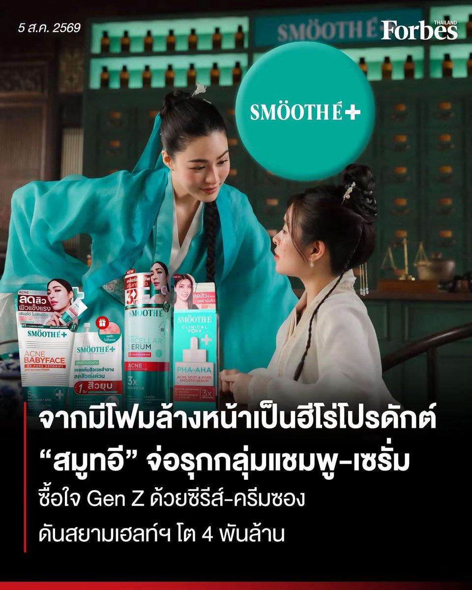 WonderOf00K's tweet photo. ล้างภาพจำแบรนด์โฟมล้างหน้า "สมูทอี" เดินเกมรุกสู้ตลาดสกินแคร์ที่โตเพียง 0.6% ด้วยการเจาะอินไซต์วัยรุ่นสิวซ้ำซาก ชูสโลแกนใหม่ Baby Fierce คว้าตัวพรีเซ็นเตอร์ดัง “หลิง-ออม” ดึงใจแฟนคลับ พร้อมขยายช่องทางขายครีมซองจับตลาดแมส ตั้งเป้าหมายดันยอดขายโต 30% หนุนเครือสยามเฮลท์ กรุ๊ป แตะ 4,000 ล้านบาท

Forbes Thailand 
อ่านเพิ่มเติม : https://t.co/BwqfLf8Fu4

#LingOrmxSmoothE_FIERCESKIN
#หลิงหลิงคอง‌ #LinglingKwong
@linglingsirilak
